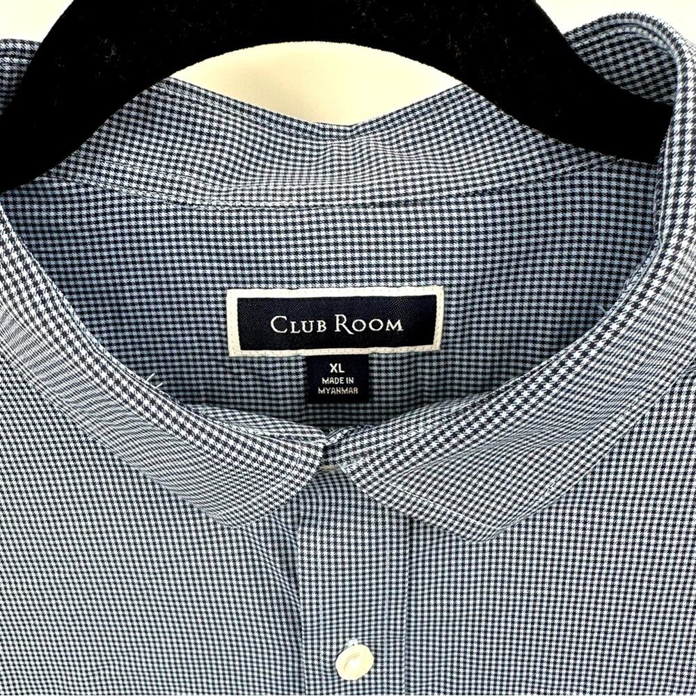 Club Room long sleeve tech woven dress shirt in blue check Size XL
